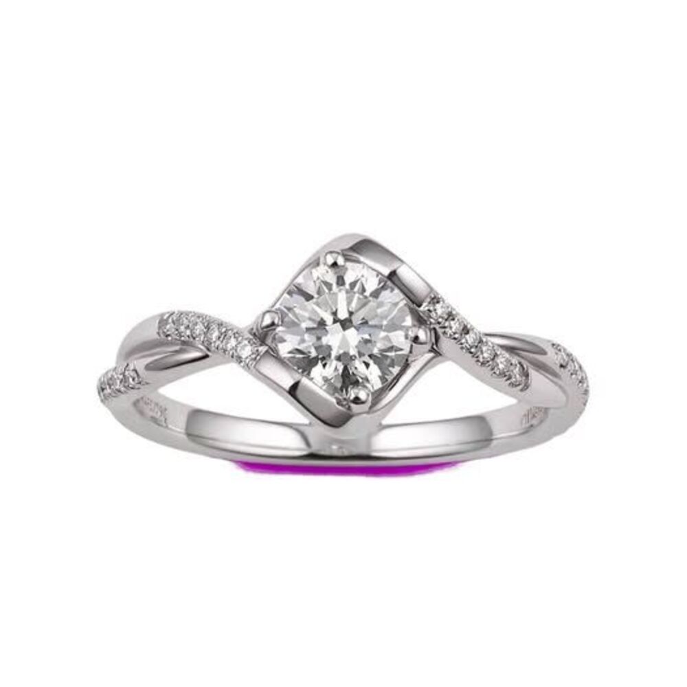 GRA Moissanite Sterling Silver Twist Diamond Accent Ring
